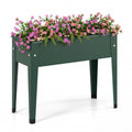 Raised Garden Bed Elevated Metal Gardening Box with Legs-Green - Color: Green