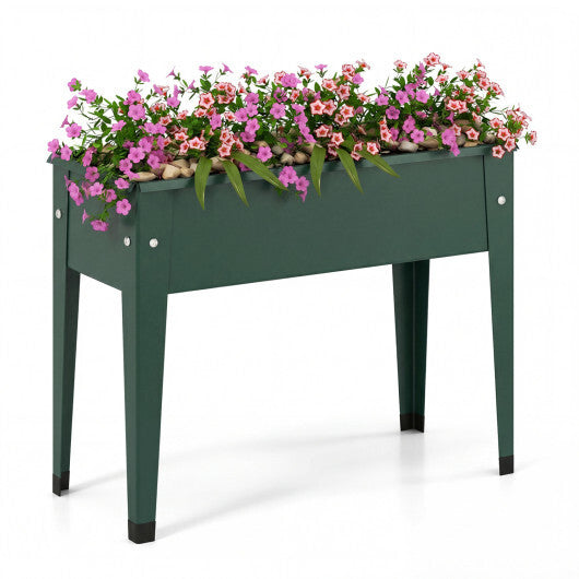 Raised Garden Bed Elevated Metal Gardening Box with Legs-Green - Color: Green