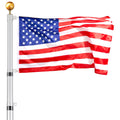 30FT Telescoping Flag pole Kit, Heavy Duty Aluminum Alloy in Ground Flag Poles for Outside, 3 Display Modes Flagpole with 3x5 American Flag, Professional Accessories, Silver